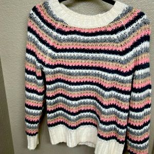 Cozy striped fuzzy sweater